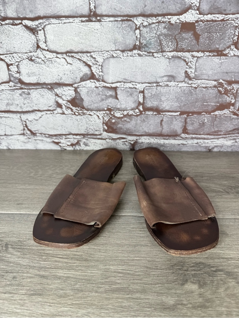 Free People Brown Leather Casual Sandals Slides Slip On Women’s Sz 36.5EU/6M US - Picture 3 of 14